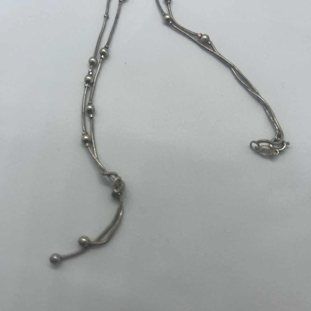 Elegant Solid Silver Unique  Beaded Necklace Chain - Picture 4 of 5